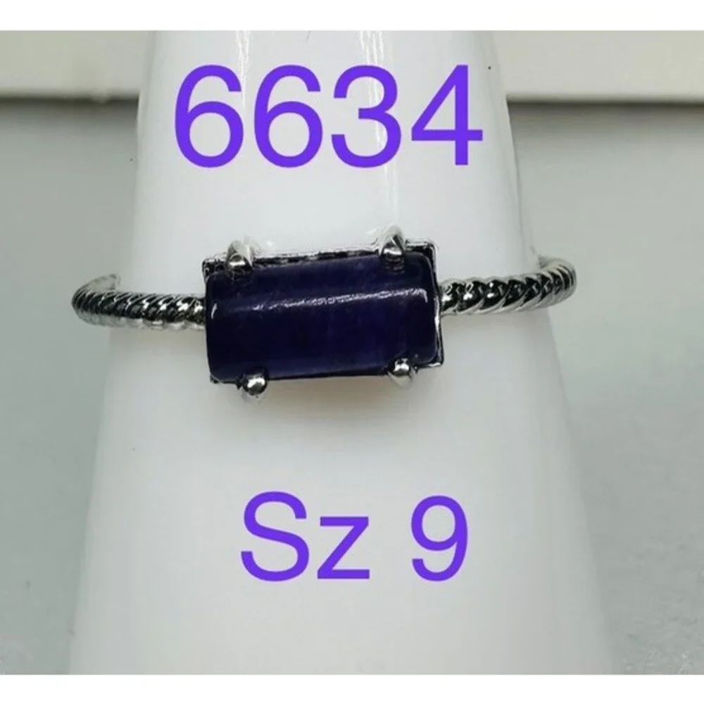 Bomb Party Purple Ring Lot 2 Size 9 Rhodium Plated CZ Statement Rings